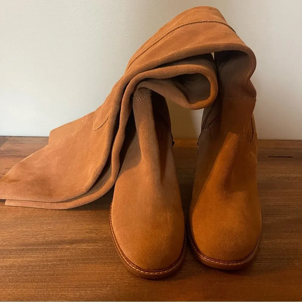 Kelsey Dagger Brooklyn Tan Suede Over the Knee Boots Sz 8.5 Fall Western Chic